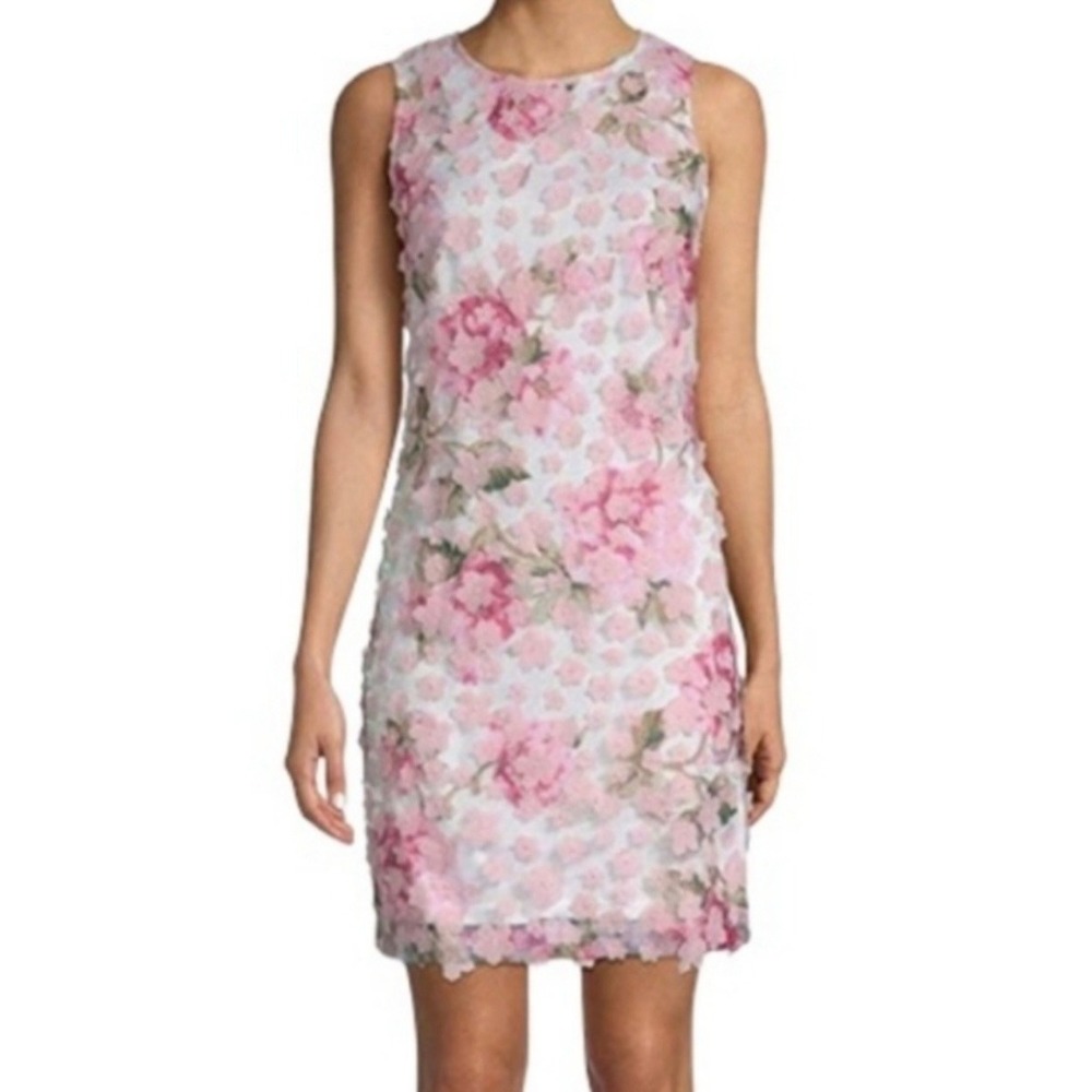 Karl Lagerfeld Floral Applique Sheath Dress Women 6 Pink